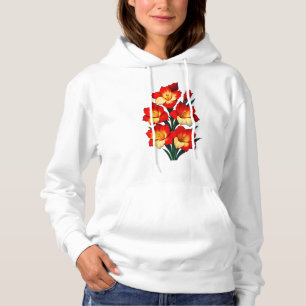 Pull À Capuche Rouge & Blanc Gladiolus Vector Art - Élégant Moder