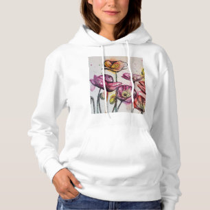 Pull À Capuche Rouge violet rose Populaire floral aquarelle art