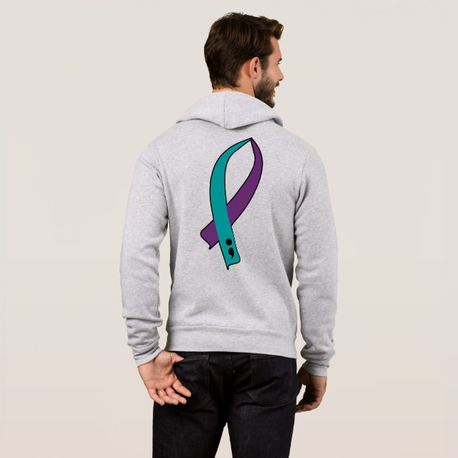 Pull À Capuche Ruban de sensibilisation au suicide (Dos entier)