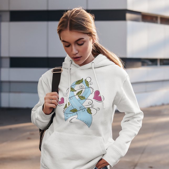 Pull À Capuche Ruban de sensibilisation bleu clair, soutien et es (Créateur téléchargé)