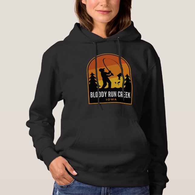 Pull À Capuche Ruisseau Bloody Run Iowa Pêche (Devant)