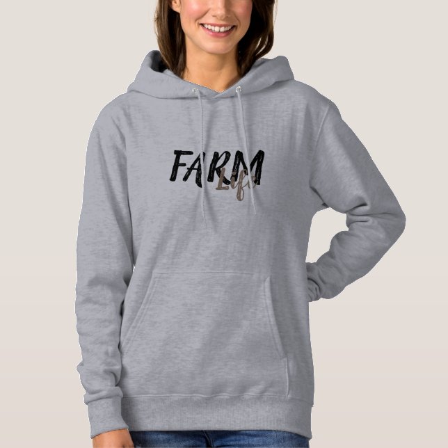 Pull À Capuche rustique chic FARM LIFE en écriture | (Devant)