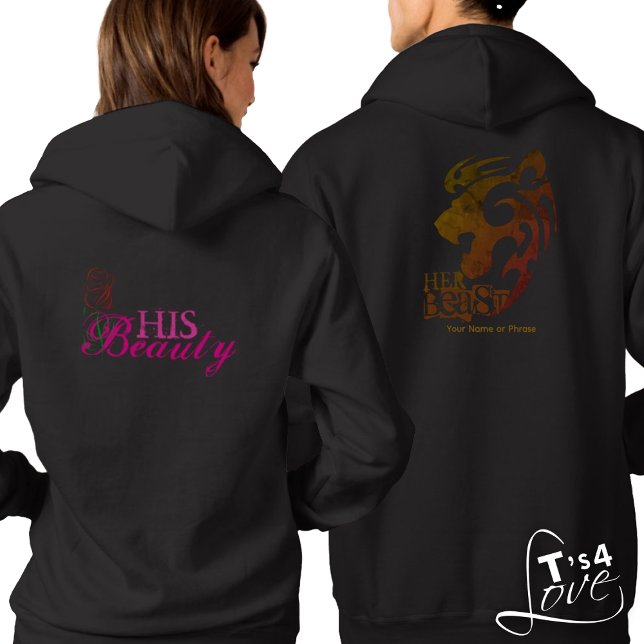 Pull À Capuche Sa beauté et ses couples de bêtes (His Beast, Her Beauty—A love story in style! Personalize for a unique touch. -Shirts sold )