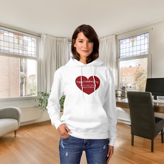 Pull À Capuche Saint Valentin au coeur blanc rouge (Créateur téléchargé)