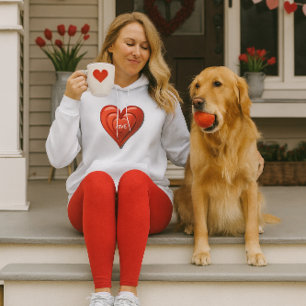 Pull À Capuche Saint Valentin Cœur Rouge Amour pour Elle 