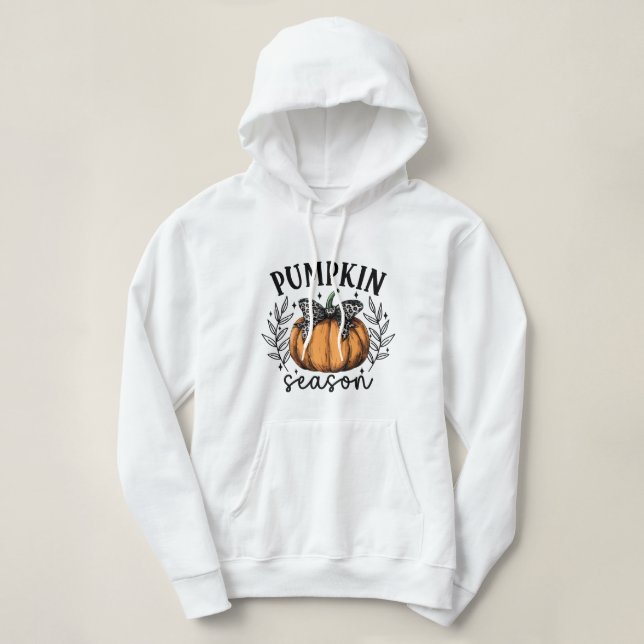 Pull À Capuche Saison de la citrouille coquette d'automne (Design devant)
