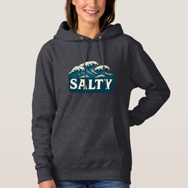 Pull À Capuche Salty Teal Blue Surf Beach Waves | Coastal Life (Devant)