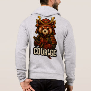 Pull À Capuche Samouraï Panda roux avec le mot Courage
