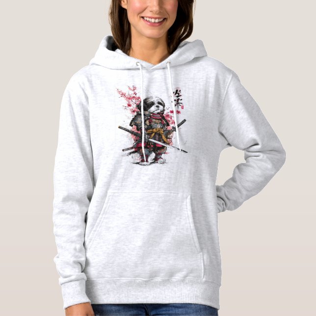 Pull À Capuche Samouraï Shih Tzu � Chien Guerrier Épique (Devant)