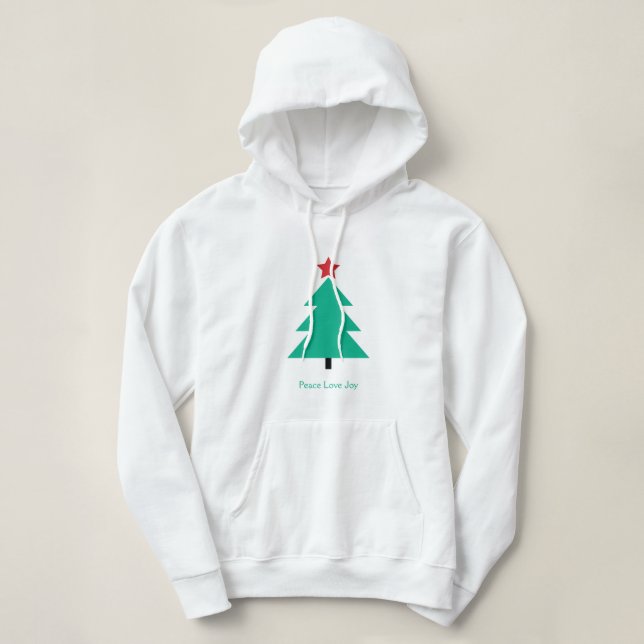 Pull À Capuche Sapin de Noël Paix Amour Joie (Design devant)