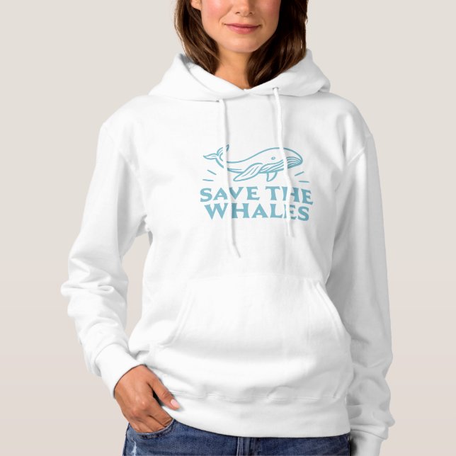 Pull À Capuche Sauvez les baleines jolie esthétique rétro (Devant)