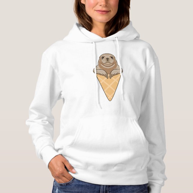 Pull À Capuche Sceau avec cône de crème glacée (Devant)