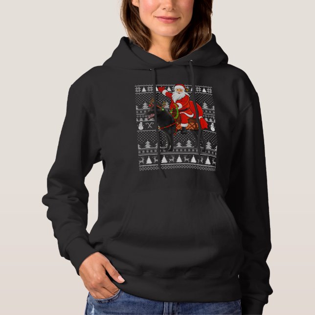 Pull À Capuche Schipperke Chien Père Noël Riding Schipperke Ugly  (Devant)
