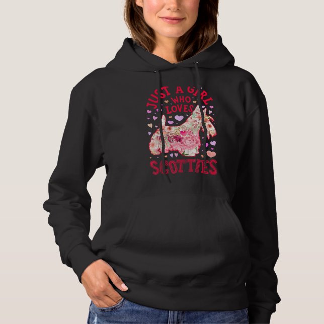 Pull À Capuche Scottie Scottish Terrier Juste Une Fille Qui Aime  (Devant)