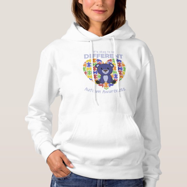 Pull À Capuche Sensibilisation sur l'autisme Be Different Blue Be (Devant)