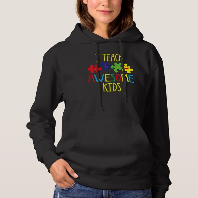 Pull À Capuche Sensibilisation sur l'autisme I Enseigner Awesome  (Devant)