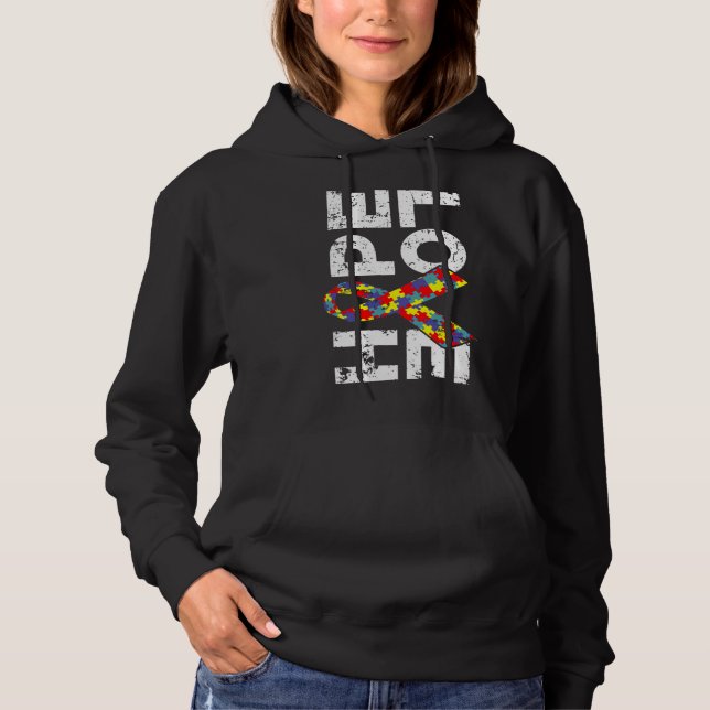 Pull À Capuche Sensibilisation sur l'autisme Puzzle Ruban Espoir  (Devant)