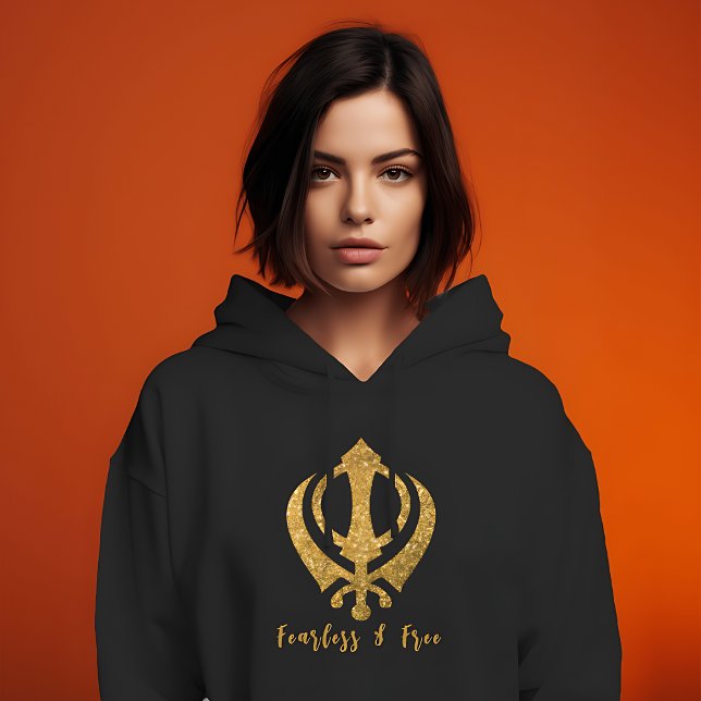 Pull À Capuche Sikh Khanda "Sans peur et libre" (Créateur téléchargé)