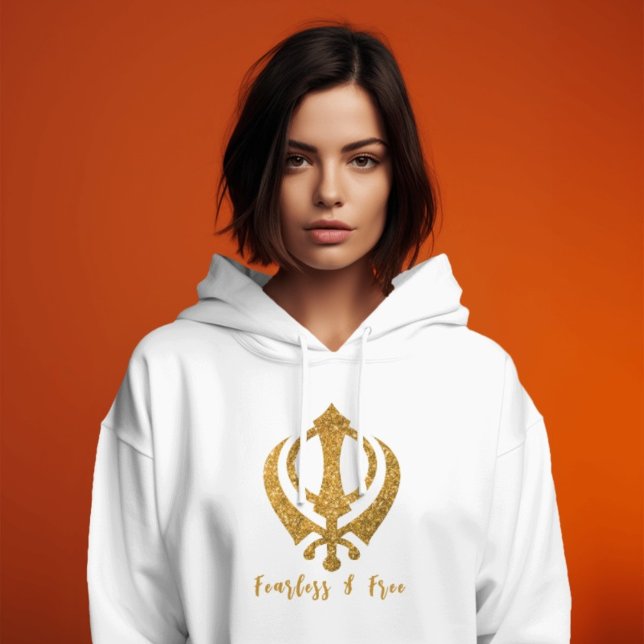 Pull À Capuche Sikh Khanda "Sans peur et libre" (Créateur téléchargé)