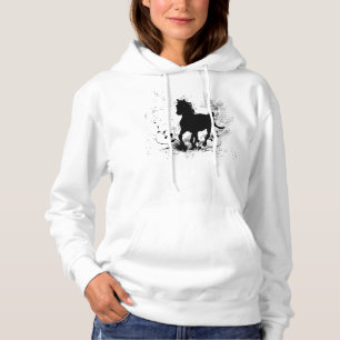 Pull À Capuche Silhouette, cheval noir