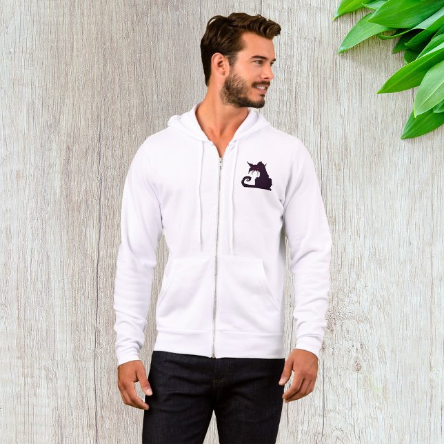 Pull À Capuche Silhouette de chat noir malin avec yeux rouges (Créateur téléchargé)