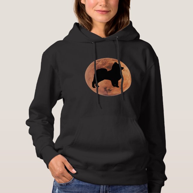 Pull À Capuche Silhouette De Chien Poméranien Sur Mars Poméranien (Devant)