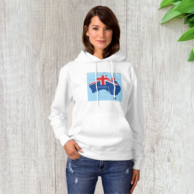 Pull À Capuche Silhouette de la carte du drapeau australien (Créateur téléchargé)