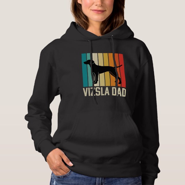 Pull À Capuche Silhouette de papa chien Vizsla rétro (Devant)