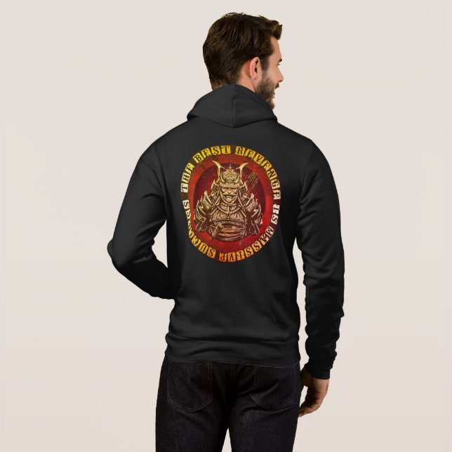 Pull À Capuche Silhouette de Samouraï - Citation de Guerrier Japo (Dos entier)