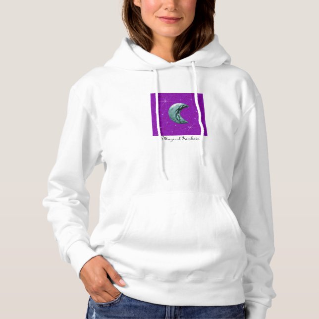 Pull À Capuche Silver Moon et étoiles Violet Arrière - plan (Devant)