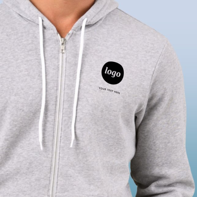 Pull À Capuche Simple Logo et Texte Entreprise (Simple logo with custom text business branding promotional crest zip hoodie)