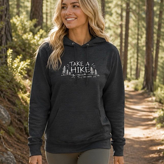 Pull À Capuche Simple Take a Hike Drôle Deerwood Lake  (Take a hike, Deerwood Lake sweatshirt)