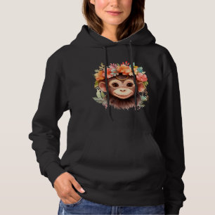 Pull À Capuche Singe Chimpanzé Jungle Animal Boho Floral Ape 21