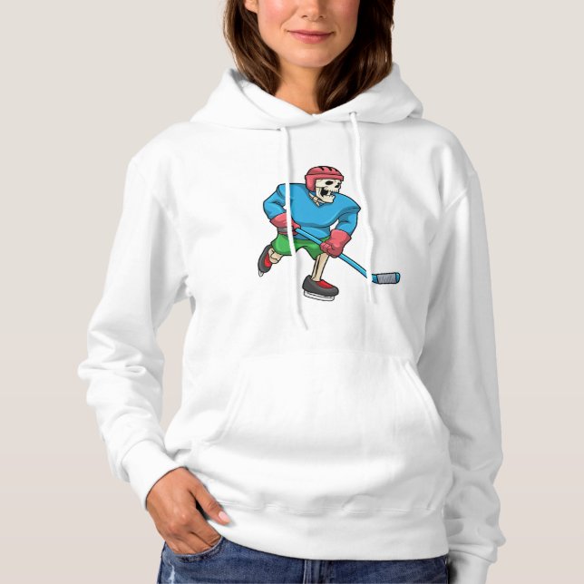 Pull À Capuche Skeleton au hockey sur glace avec bâton de hockey  (Devant)