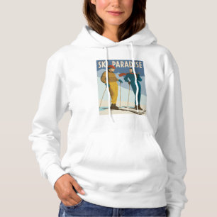 Pull À Capuche Ski Paradise Impression Vintage