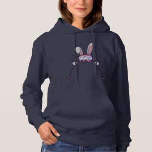 Pull À Capuche Ski Rabbit avec bâtons de ski et lunettes de ski