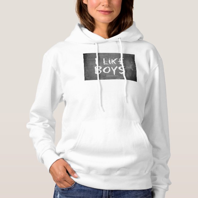 Pull À Capuche SlipperyJoe's J'aime les garçons tableau noir sale (Devant)