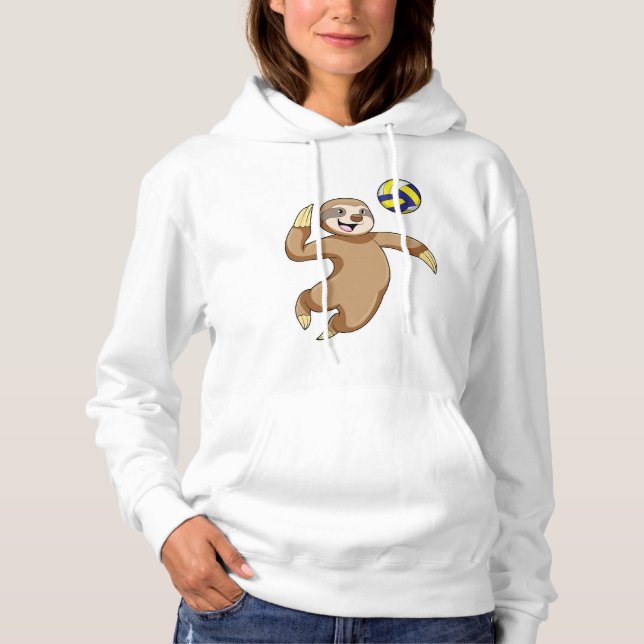 Pull À Capuche Sloth comme joueur de volleyball avec volleyball (Devant)