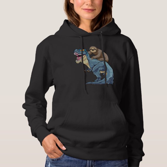 Pull À Capuche Sloth équitation Dinosaur T-Rex drôle Lazy Animal  (Devant)