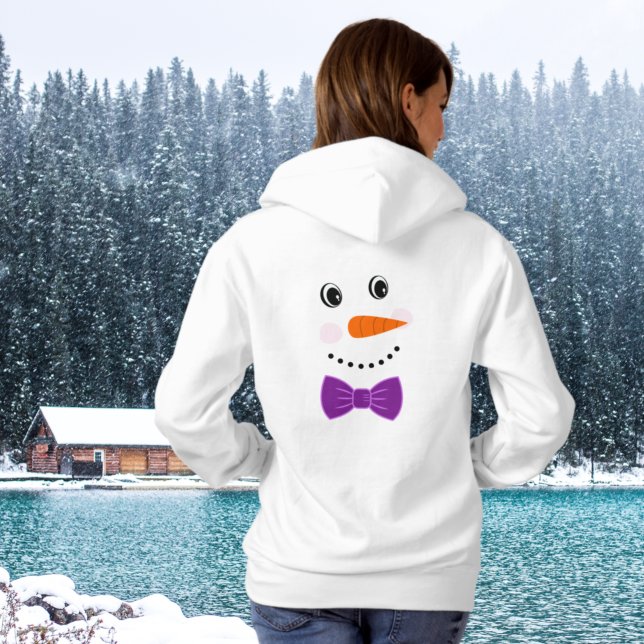 Pull À Capuche Snowman Face Purple Bowtie ajouter nom (Créateur téléchargé)