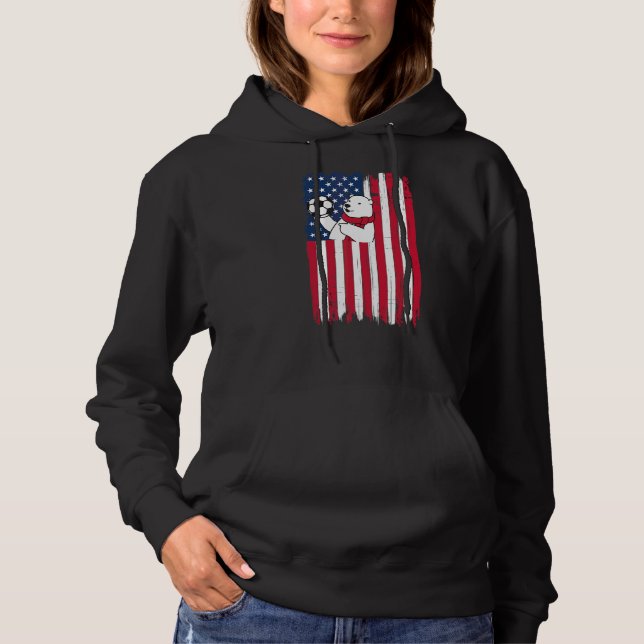 Pull À Capuche Soccer Bear Scarf Silhouette American Drapeau Usa  (Devant)