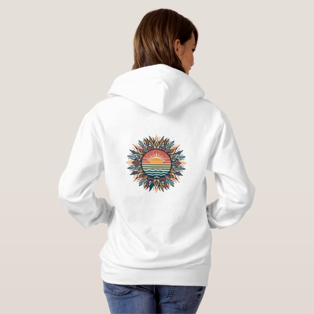 Pull À Capuche Soleil d'été tribal (Dos entier)