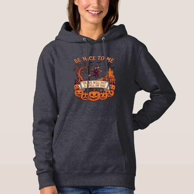 Pull À Capuche Sorcière de Halloween Broom Citrouilles_1 (Devant)