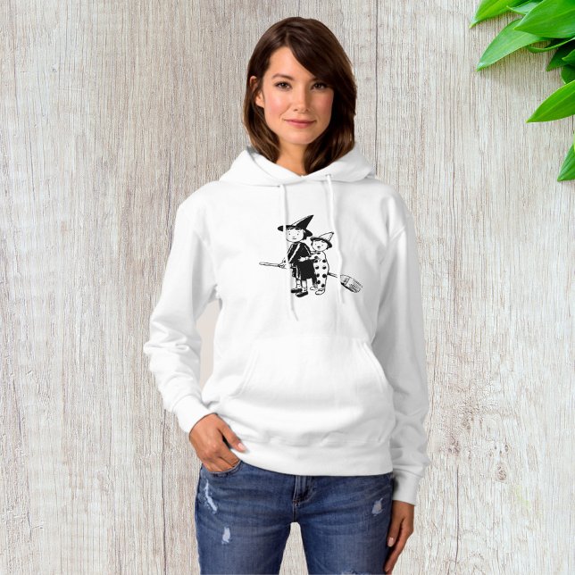 Pull À Capuche Sorcière d'Halloween et clown chevauchant un balai (Créateur téléchargé)