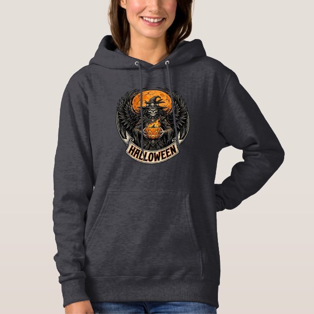 Pull À Capuche Sorcière d'Halloween gothique vintage (Devant)