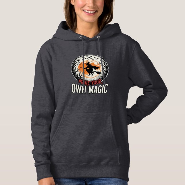 Pull À Capuche Sorcière d'Halloween possède un design de maillot  (Devant)
