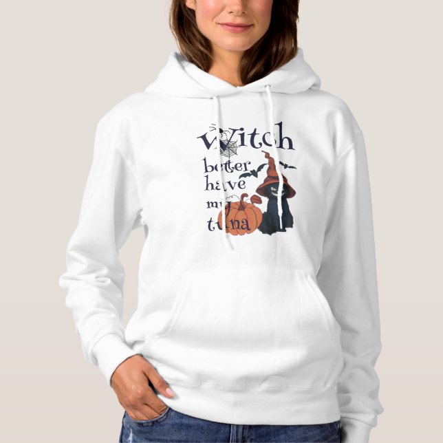 Pull À Capuche Sorcière mieux avoir mon thon (Devant)