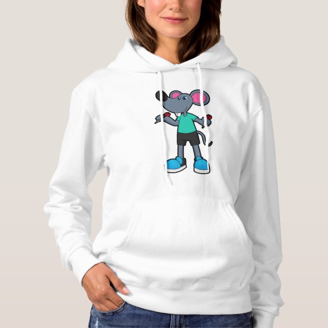 Pull À Capuche Souris comme joueur de fléchettes avec fléchettes (Devant)