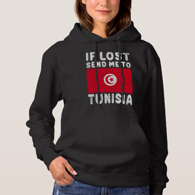 Pull À Capuche Souvenir Drapeau Tunisie  Si perdu envoyez-moi en  (Devant)