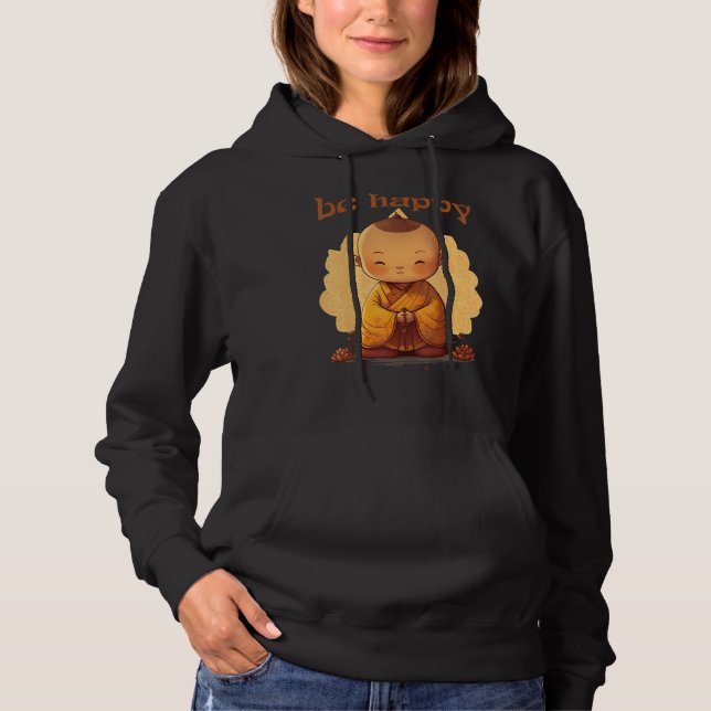 Pull À Capuche Soyez heureux  Zen Petit bébé Bouddha  Mandala (Devant)